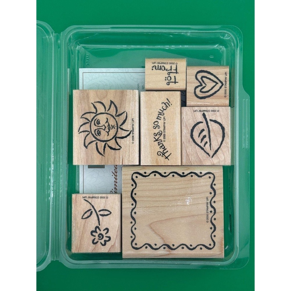 Stampin' Up! Framed Fun Retired Stamp Set 7 Pc Wood Mount Borders 2000